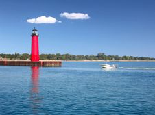 Lighthouse On Lake Michigan Stock Image
