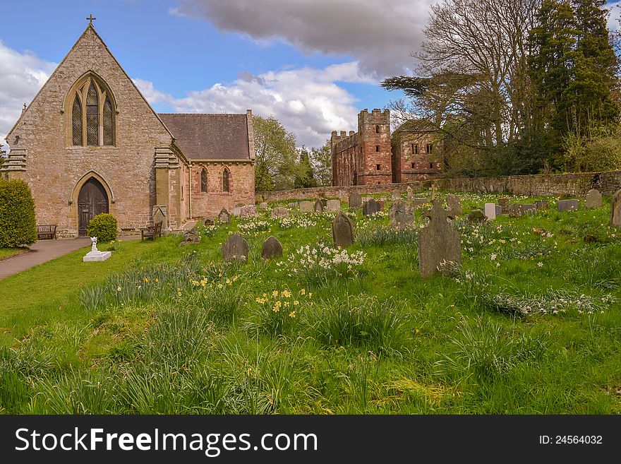 A portrait of Acton Burnell Church and Castle in the background. A portrait of Acton Burnell Church and Castle in the background.
