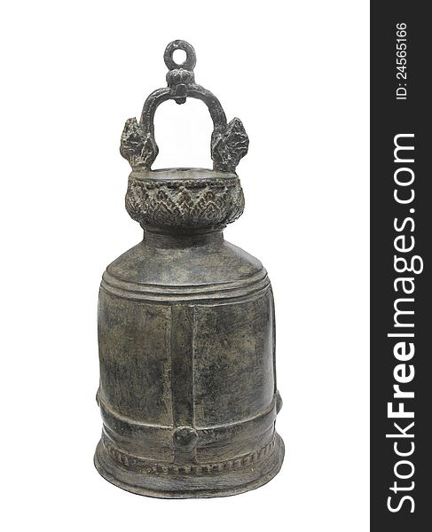 Old hand-made gray metal prayer bell from Tibet. Isolated on white. Old hand-made gray metal prayer bell from Tibet. Isolated on white.