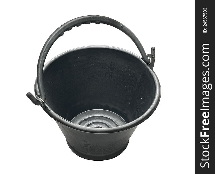Black plastic bucket for heavy duty isolated on white background