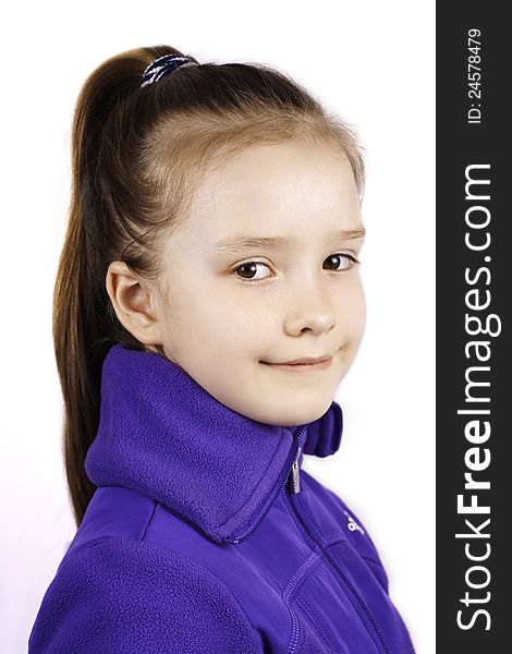 Portrait of little beautiful girl isolated on white background