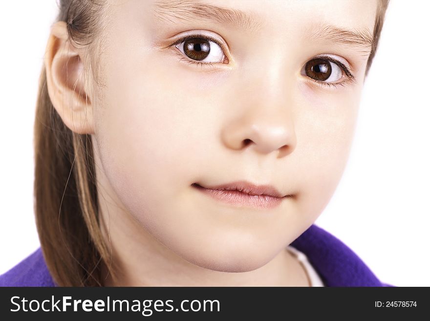 Portrait of little beautiful girl isolated on white background. Portrait of little beautiful girl isolated on white background