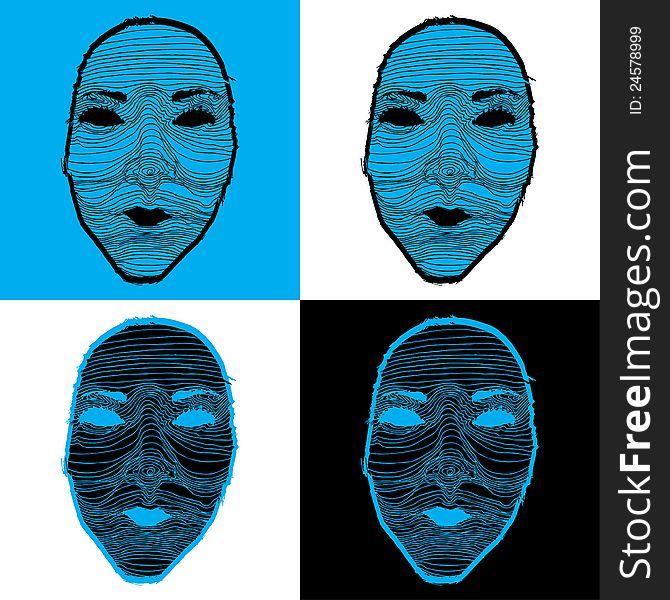 Masque- blue background illustration of mask