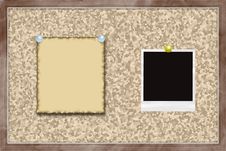 Cork Board With Note And Photo Card. Royalty Free Stock Images Cork Board With Note And Photo Card. Royalty Free Stock Images