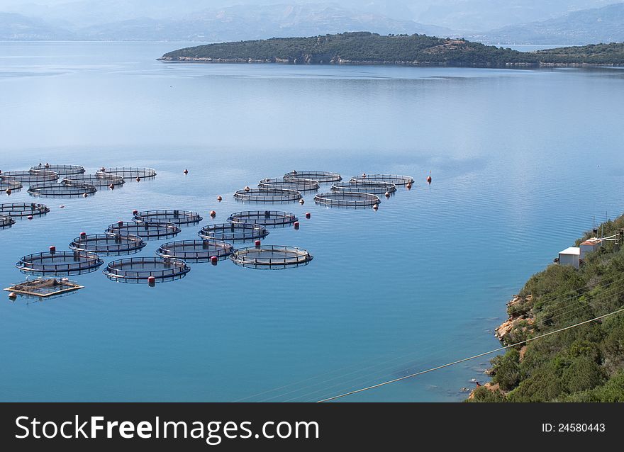 Fish cultivation in Ionian sea, Greece