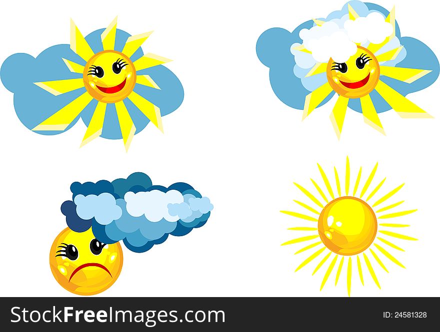 several bright and smiling suns hmuryaschihsya from impending rain clouds. several bright and smiling suns hmuryaschihsya from impending rain clouds