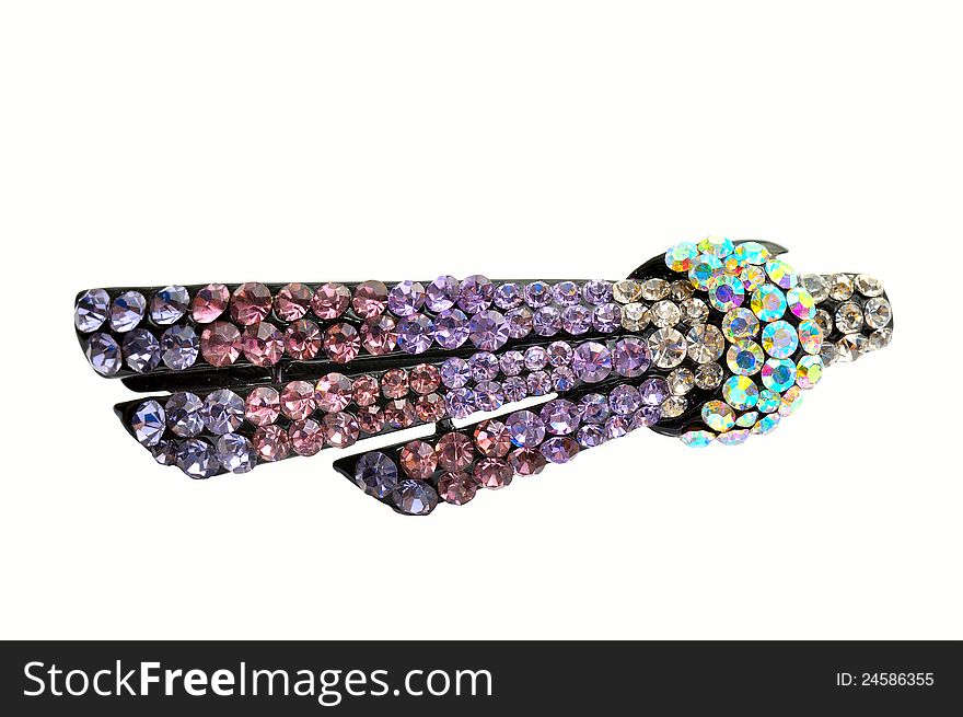 Hair accessory hairpin with crystal isolated on white