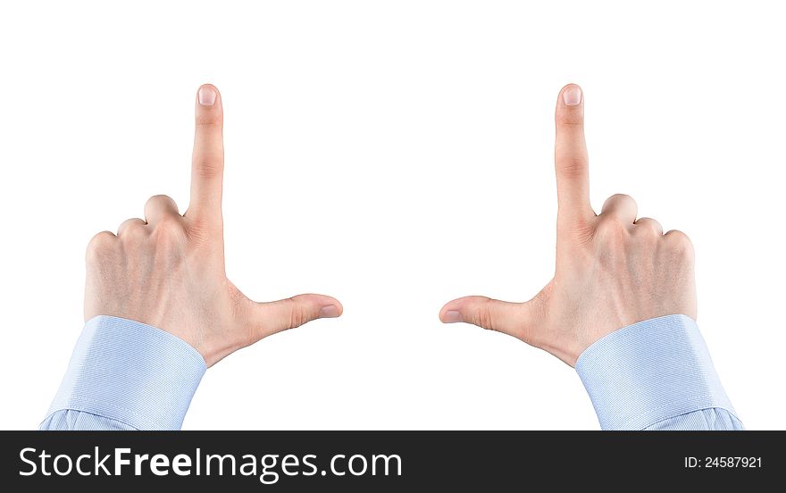 Human Hands Framing Isolated On White Background. Human Hands Framing Isolated On White Background