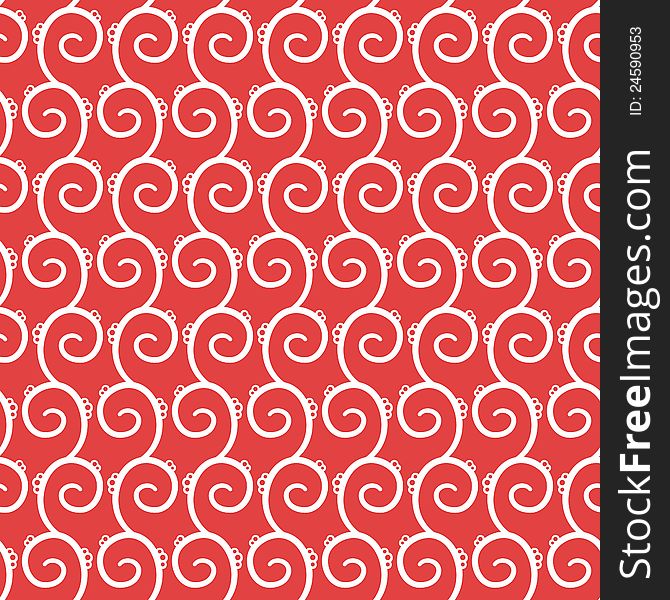 Vector seamless pattern with red elegant swirls. Vector seamless pattern with red elegant swirls