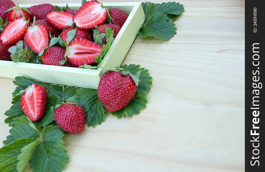 Organic fresh strawberries on table