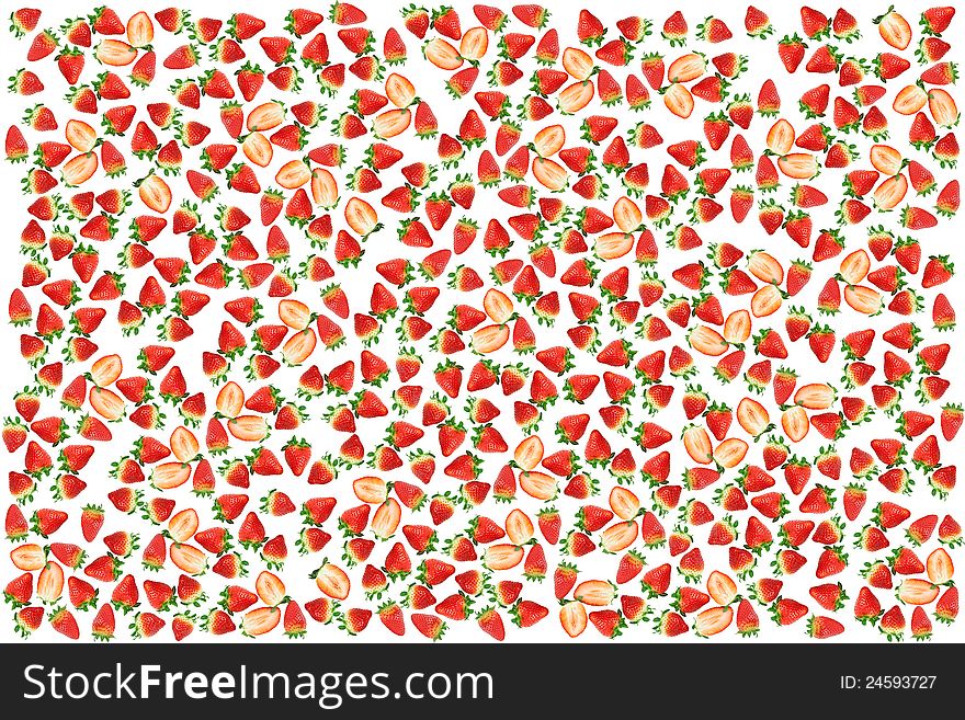 Strawberry fruit background isolated on a white background.