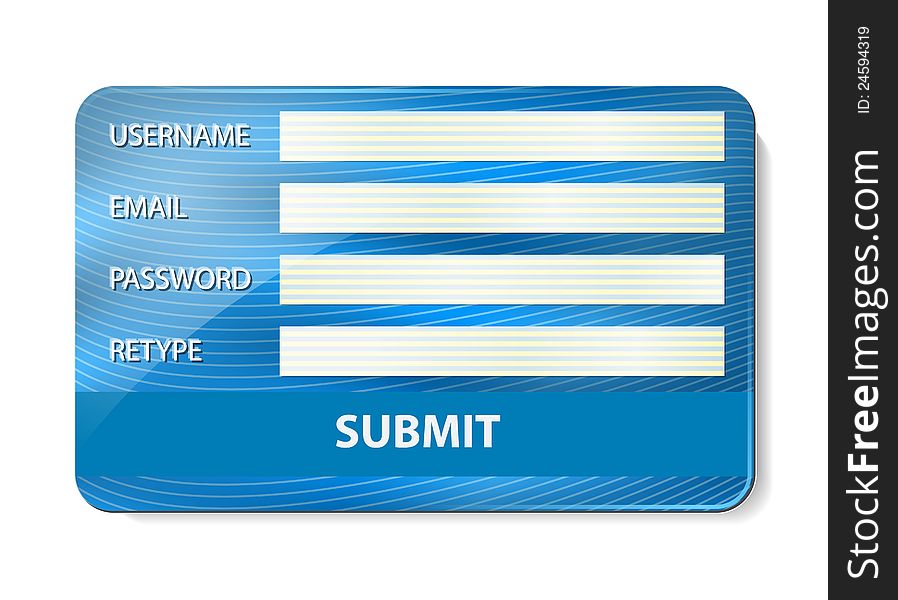 Registration form on credit card. Vector illustration