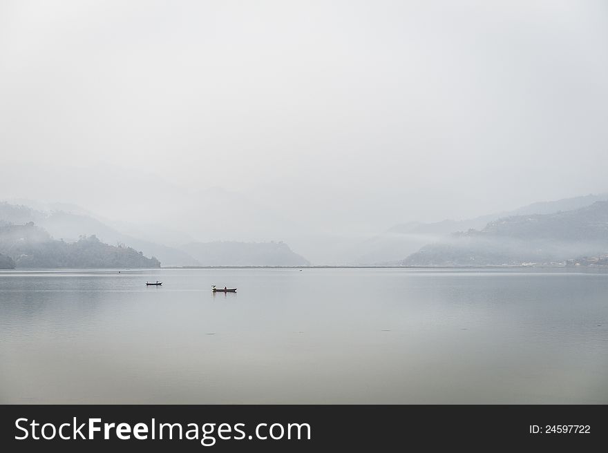 Boats in Pokhara Fewa Lake