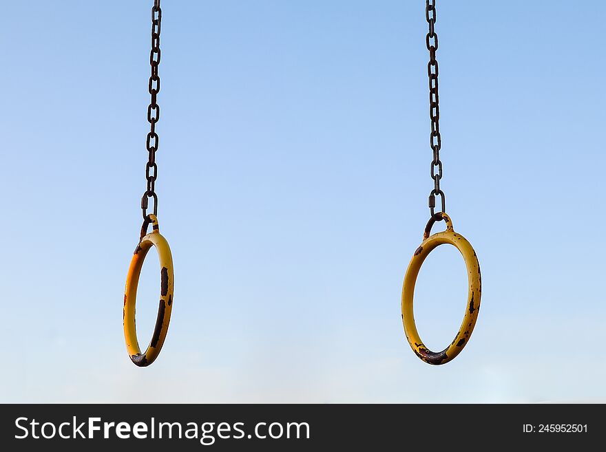 Iron Sports Rings Horizontal Bar On The Sky Background