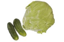 Cabbage And Green Cucumbers Stock Photo