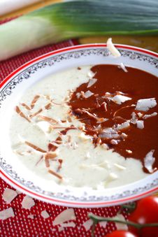 White And Red Cold Soup Royalty Free Stock Photography White And Red Cold Soup Royalty Free Stock Photography