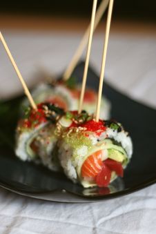 Skewered Sushi Dish Royalty Free Stock Photo Skewered Sushi Dish Royalty Free Stock Photo