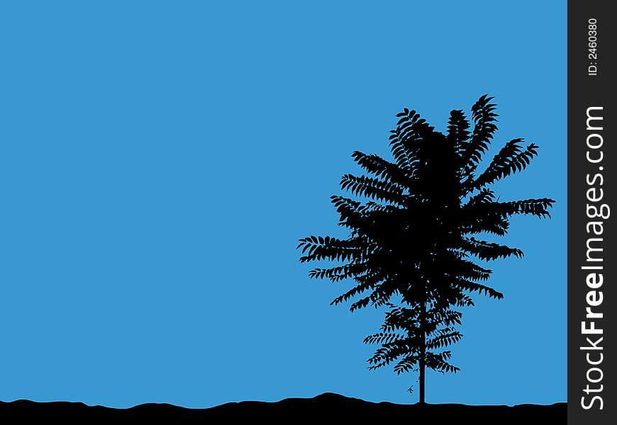 Blue sky with tree silhouette (with vector eps format)