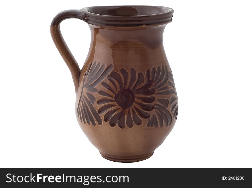 Isolated clay jug on white background