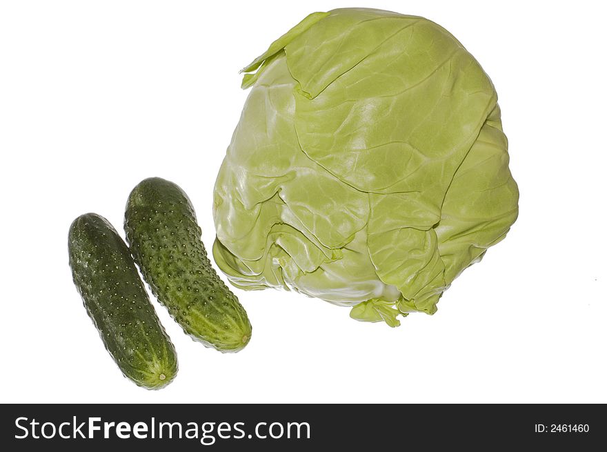 Cabbage and green cucumbers