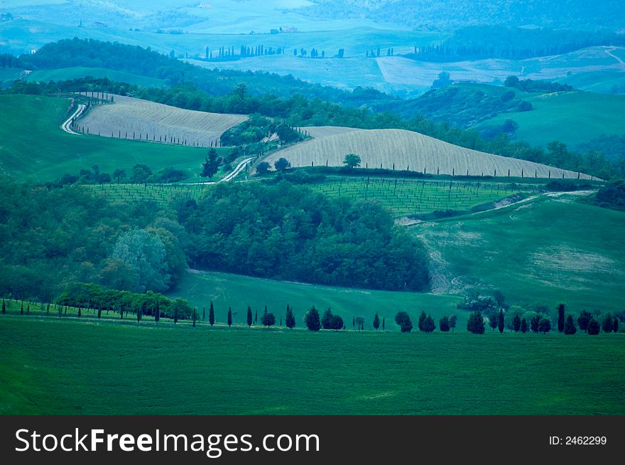 Rural countryside landscape in Tuscany region of Italy. Rural countryside landscape in Tuscany region of Italy.