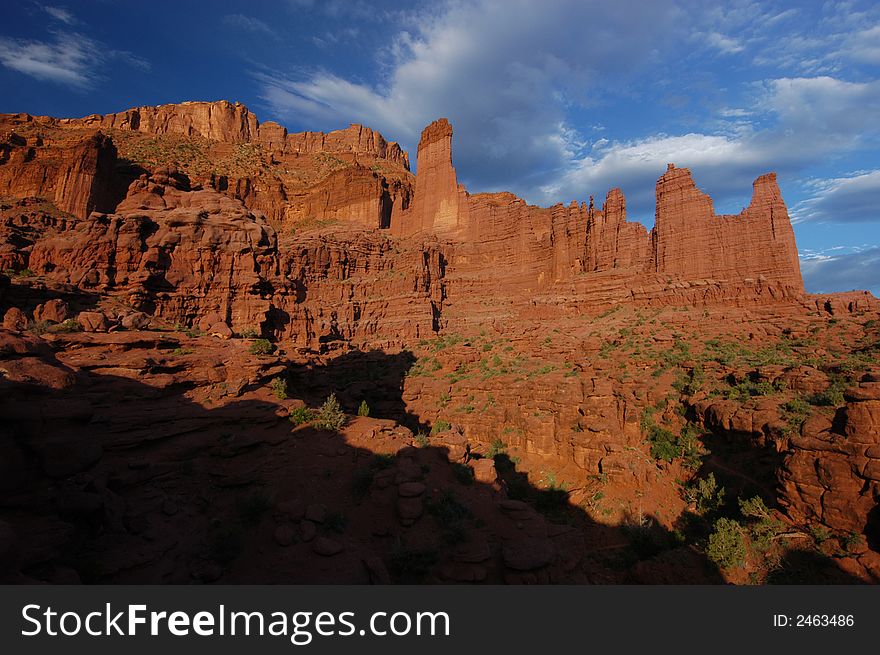 Fisher Towers along the Colorado River near Moab, Utah