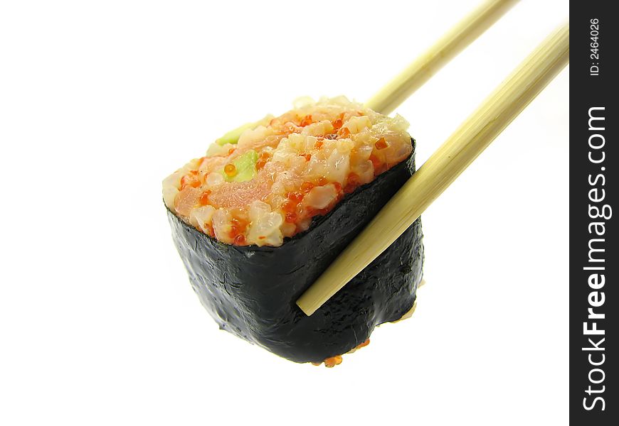 Roll With A Salmon And Caviar.