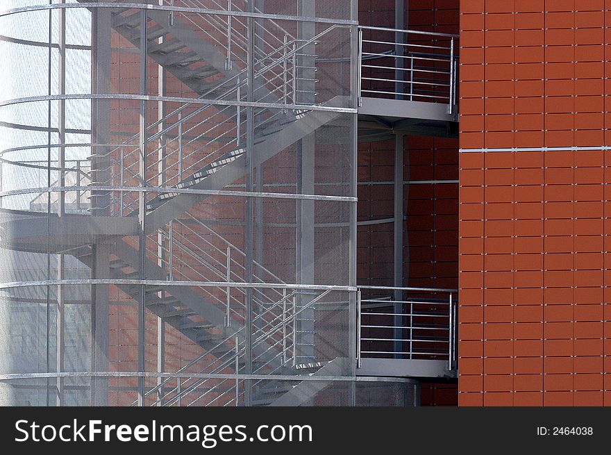 Steel stairs outside the building