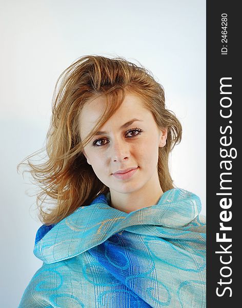 Attractive woman with scarf over neck. Attractive woman with scarf over neck