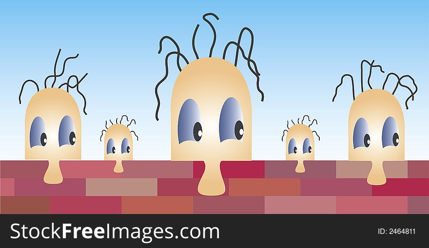 Four figures with fearful faces. This file is also available as Illustrator-file. Four figures with fearful faces. This file is also available as Illustrator-file