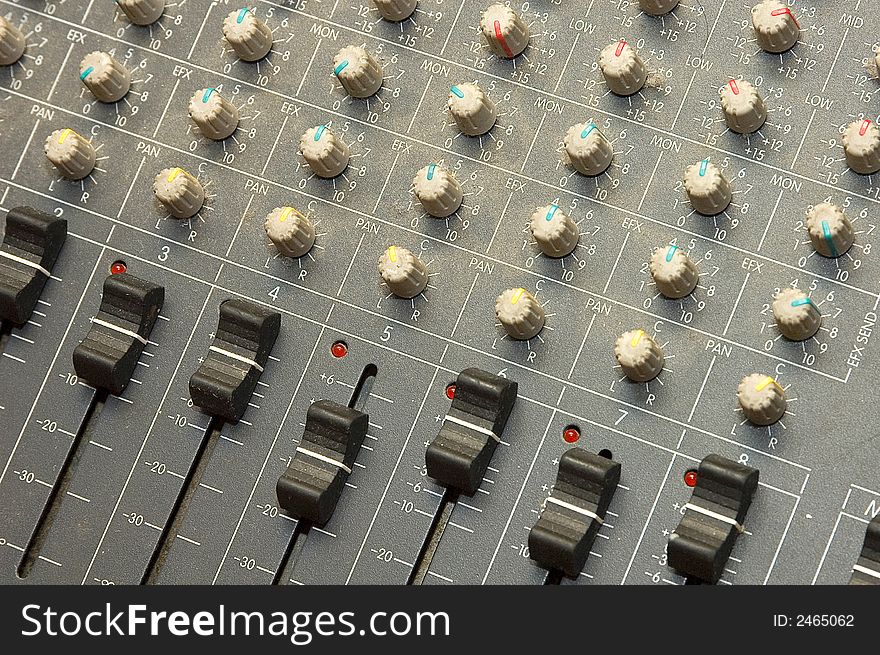 A control panel for use in the sound system to control the flow of the music or sounds.
