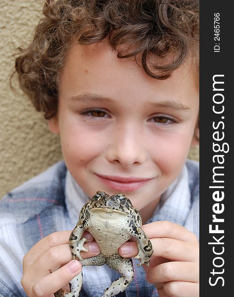 Boy Holding CA Native Toad