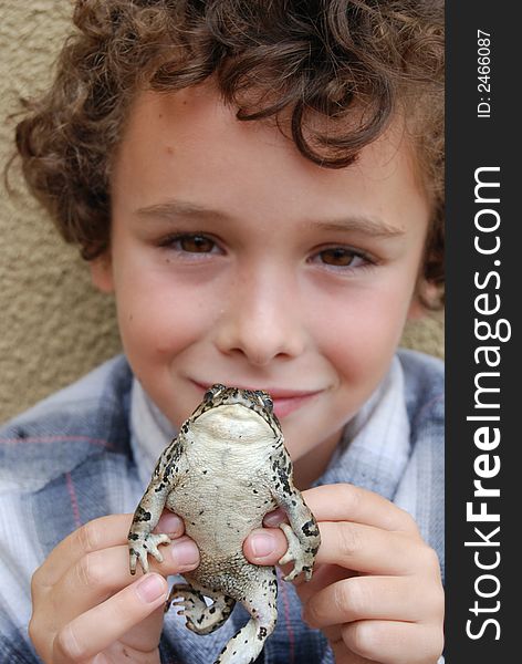 Boy Holding CA Native Toad