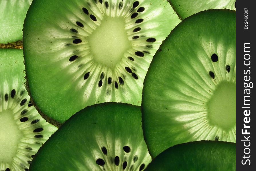 Detail of slices of the kiwi. Detail of slices of the kiwi