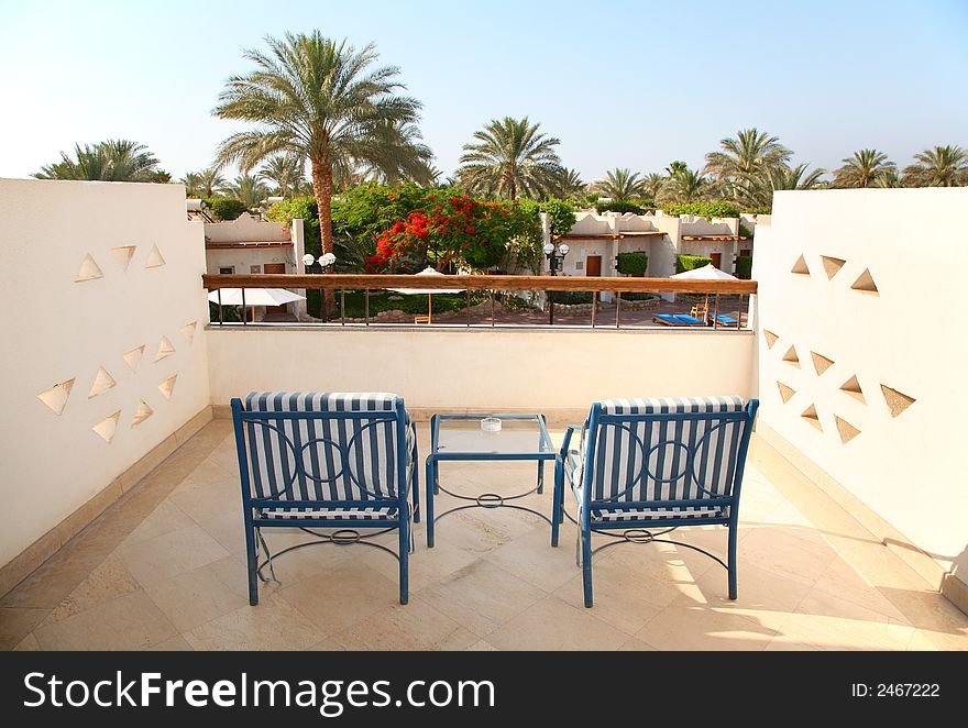 Tropical chairs with beautiful view