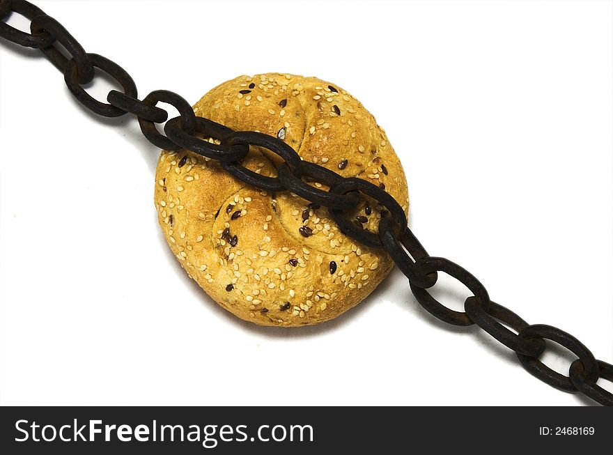 Roll with link iron chain. Roll with link iron chain