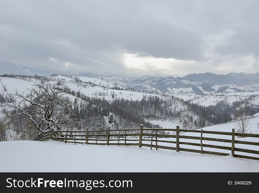 Classic winter landscape in the mountains. Classic winter landscape in the mountains