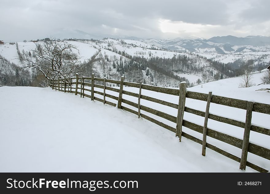 Classic winter landscape in the mountains. Classic winter landscape in the mountains