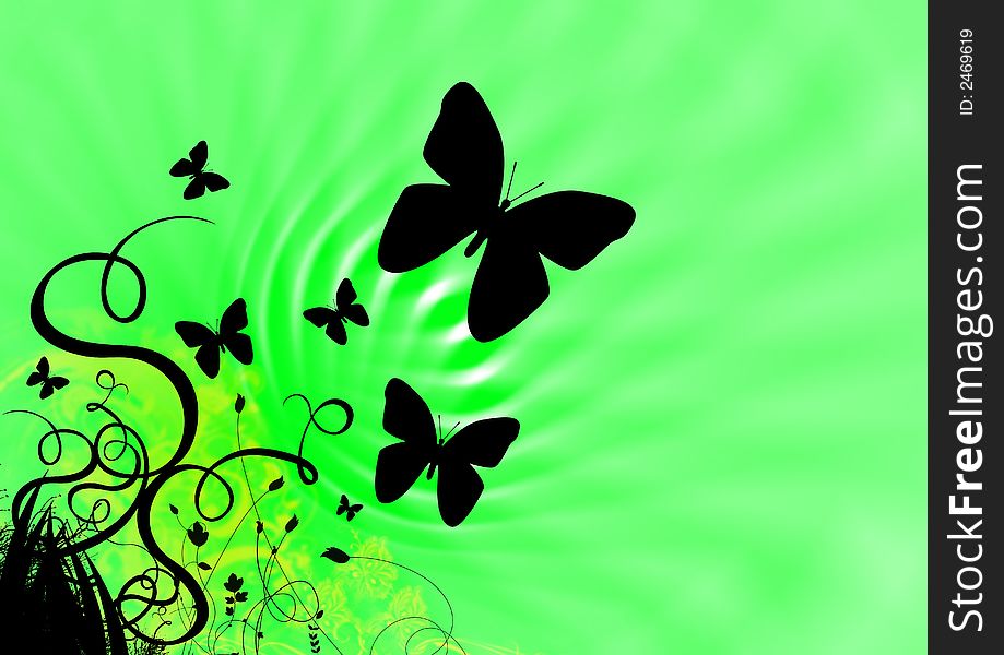 Butterflies and spring green illustration vector