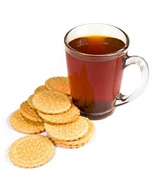 Glass Cup Of Tea And Cookies Stock Photography
