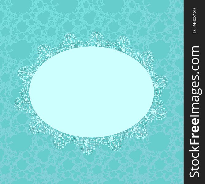 Tender lacy nand drawn vector vignette in emerald tones. Tender lacy nand drawn vector vignette in emerald tones