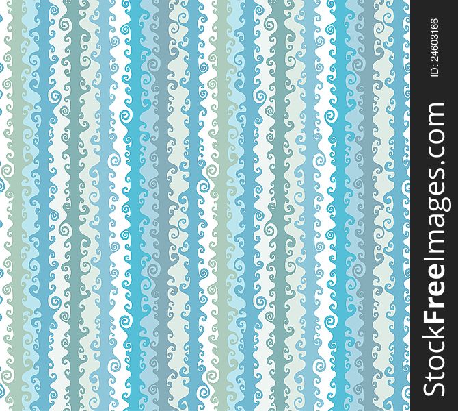 Wavy strips vector seamless pattern in blue and sea- green tones. Wavy strips vector seamless pattern in blue and sea- green tones