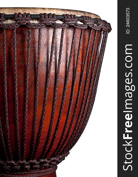 Close up of the djembe isolated on white background