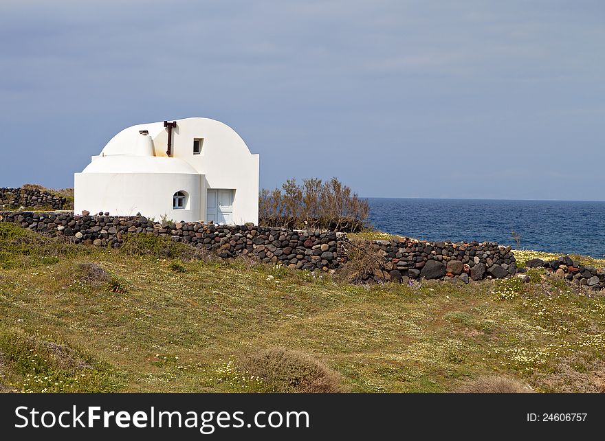 Traditional house at the Cyclades on Santorini island in Greece. Traditional house at the Cyclades on Santorini island in Greece