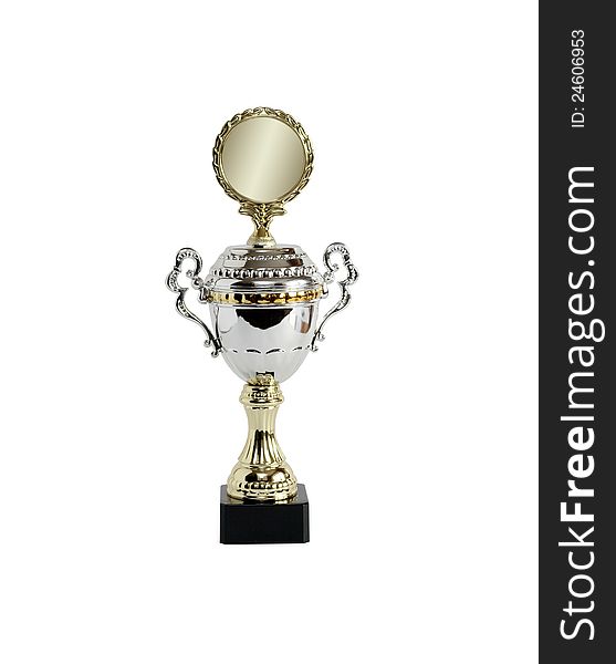 Gold and silver trophy on white background. Clipping path is included. Gold and silver trophy on white background. Clipping path is included