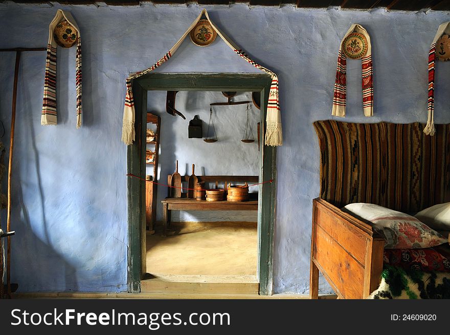 Traditional romanian house interior, Transylvania