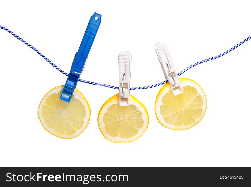 Fresh yellow lemon isolated over white with clipping path