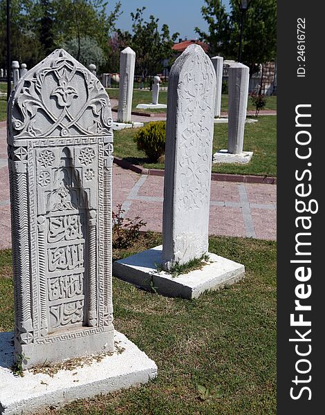 View of Ottoman Gravestone Exhibition Area, Edirne, Turkey. View of Ottoman Gravestone Exhibition Area, Edirne, Turkey.