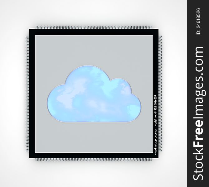 Cloud computing concept processor on neutral background, 3D