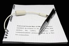 Pen And Usb Cable Stock Images